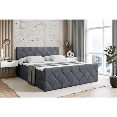 ALTDECOR Boxspringbett CATOR - Z in Dunkelgrau, Liegefläche 120x200 cm – Bonellfederkern